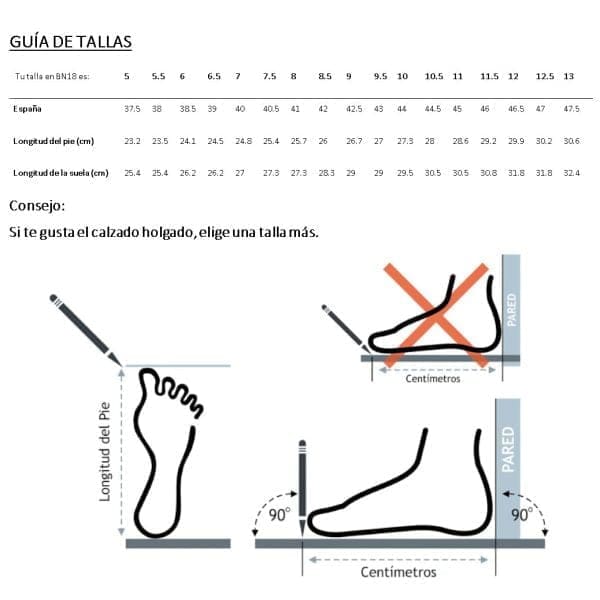 Guía de tallas BN18